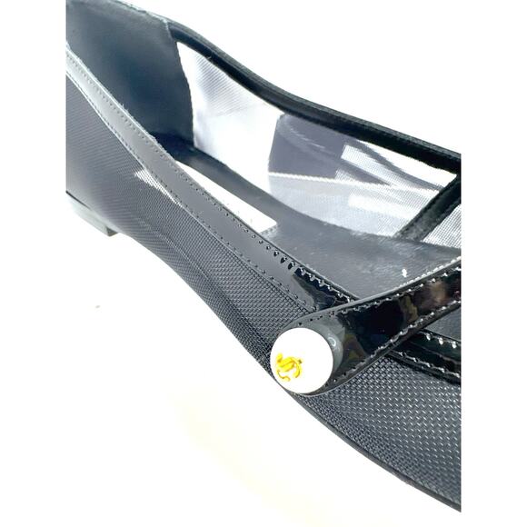 Jimmy Choo Patent Leather Semi-Sheer Ballet Flats Black Leather Slip-On 37.5 - Picture 7 of 10